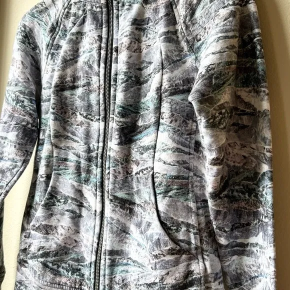 Lululemon Scuba Hoodie Light Cotton Fleece Springscape Blue Grey Multi Sz 8