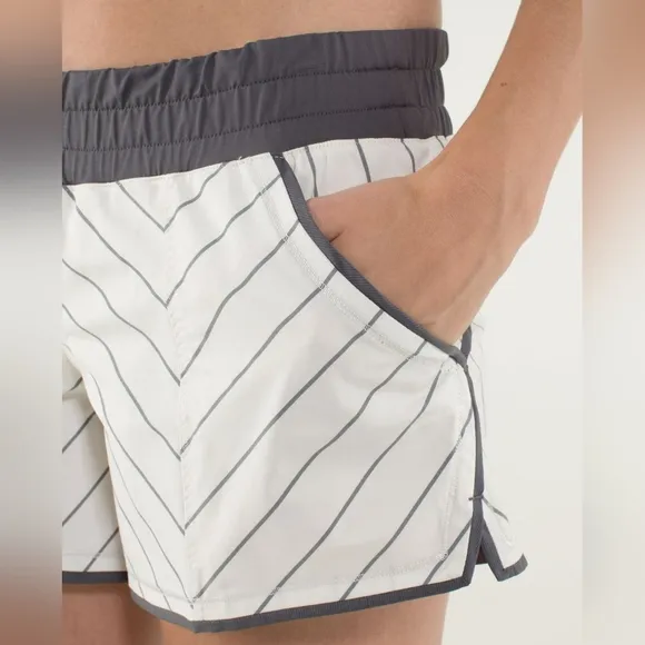 Lululemon Shake &amp; Break ShortSlalom Stripe Angel Wing  Soot Light size 6