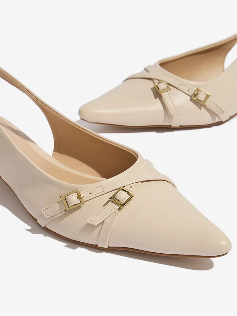 LUNA BLU Ivory Slingback Mules