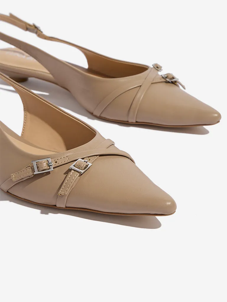LUNA BLU Taupe Slingback Mules