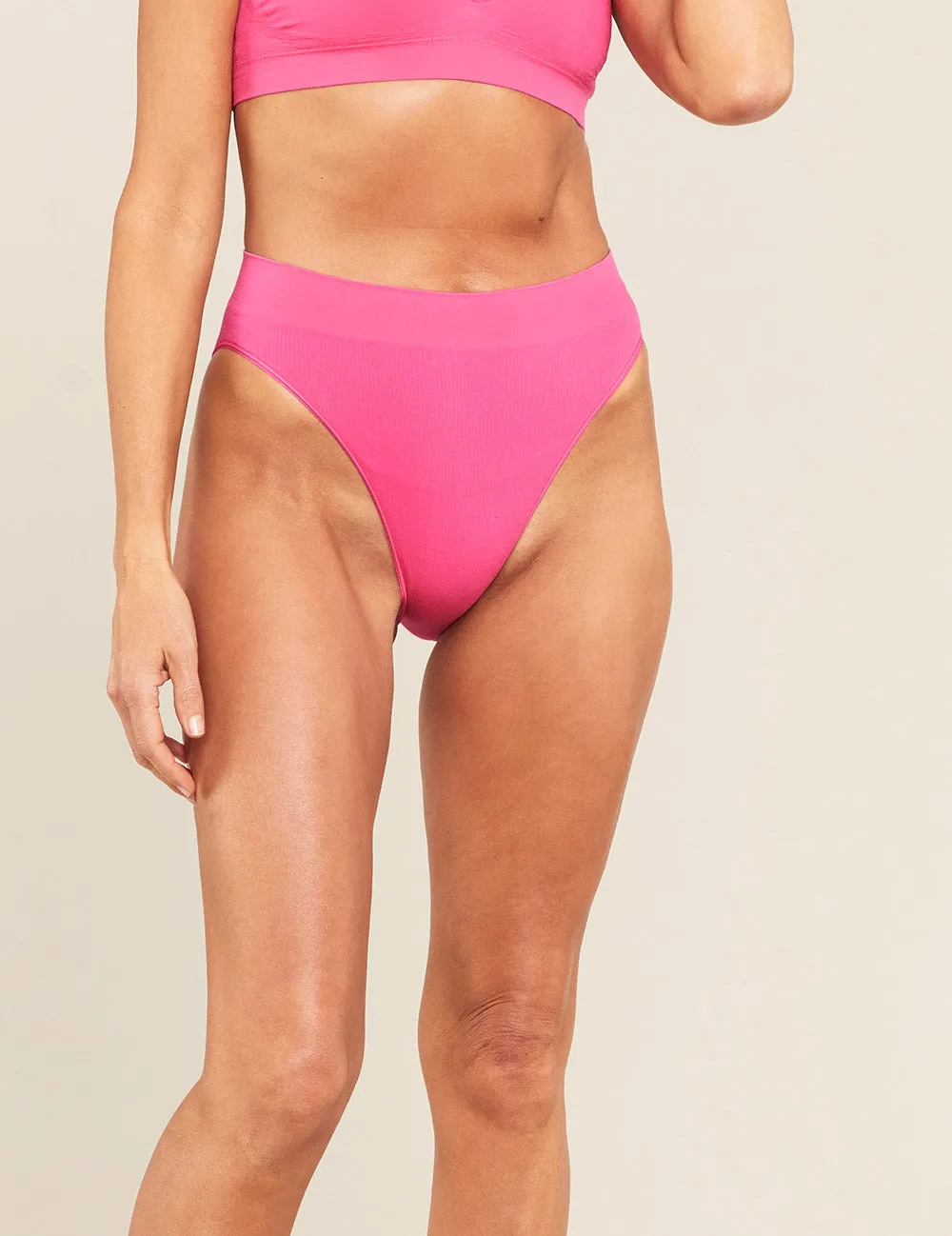 LYOLYTE Ribbed High Leg Brief - McGrath Pink