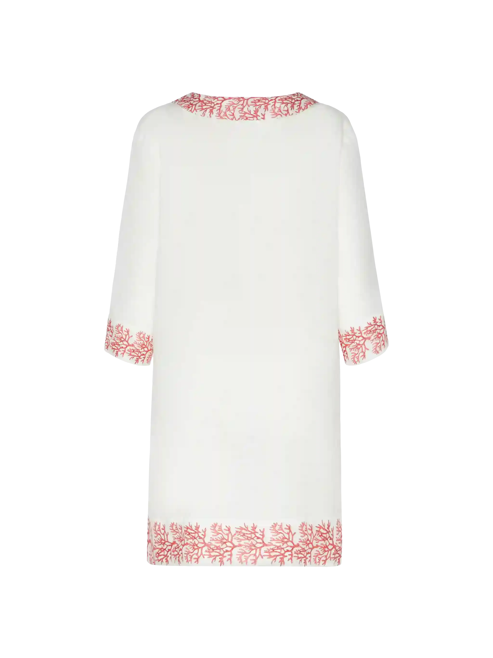 Macha linen tunic dress with coral print