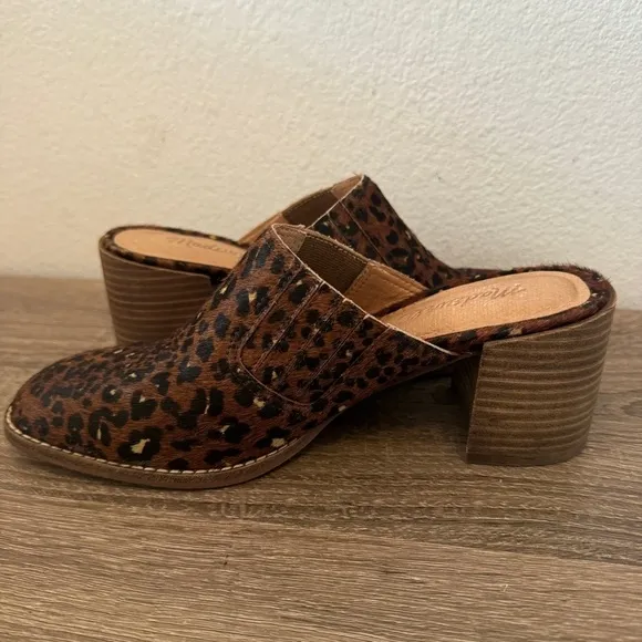 Madewell The Carey Mule in Painted Leopard Calf Hair, Size 7