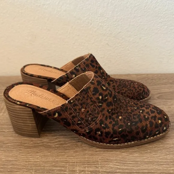 Madewell The Carey Mule in Painted Leopard Calf Hair, Size 7