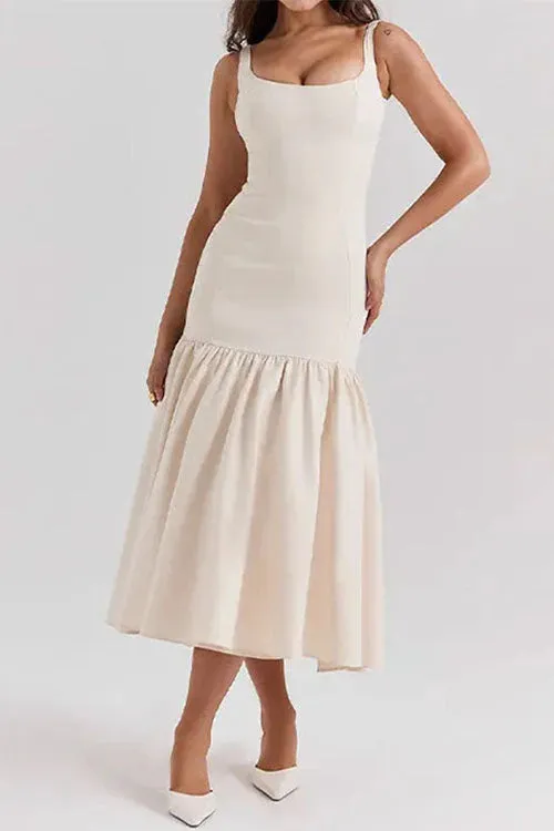 Margovil | U-NECK RUFFLE MIDI DRESS
