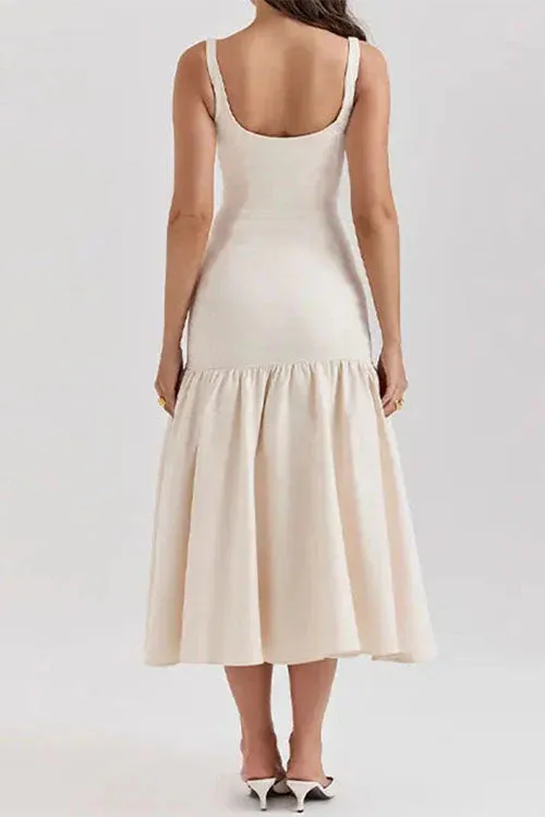 Margovil | U-NECK RUFFLE MIDI DRESS