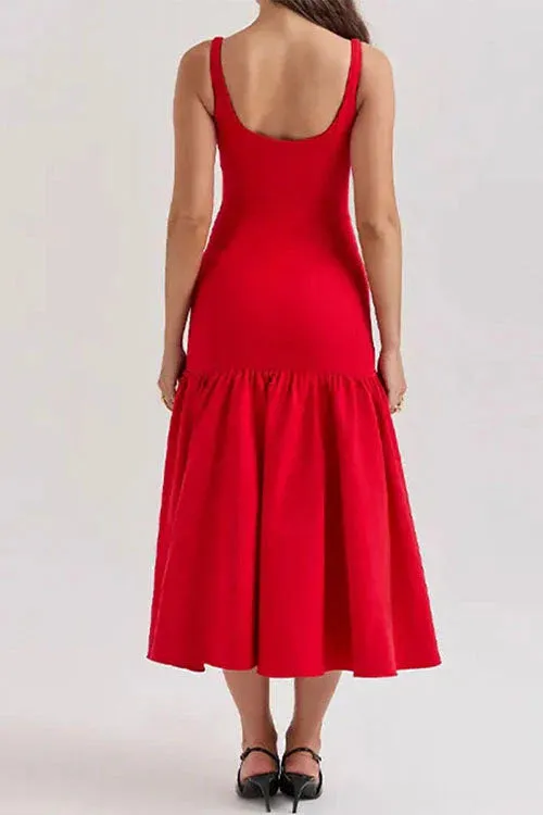 Margovil | U-NECK RUFFLE MIDI DRESS