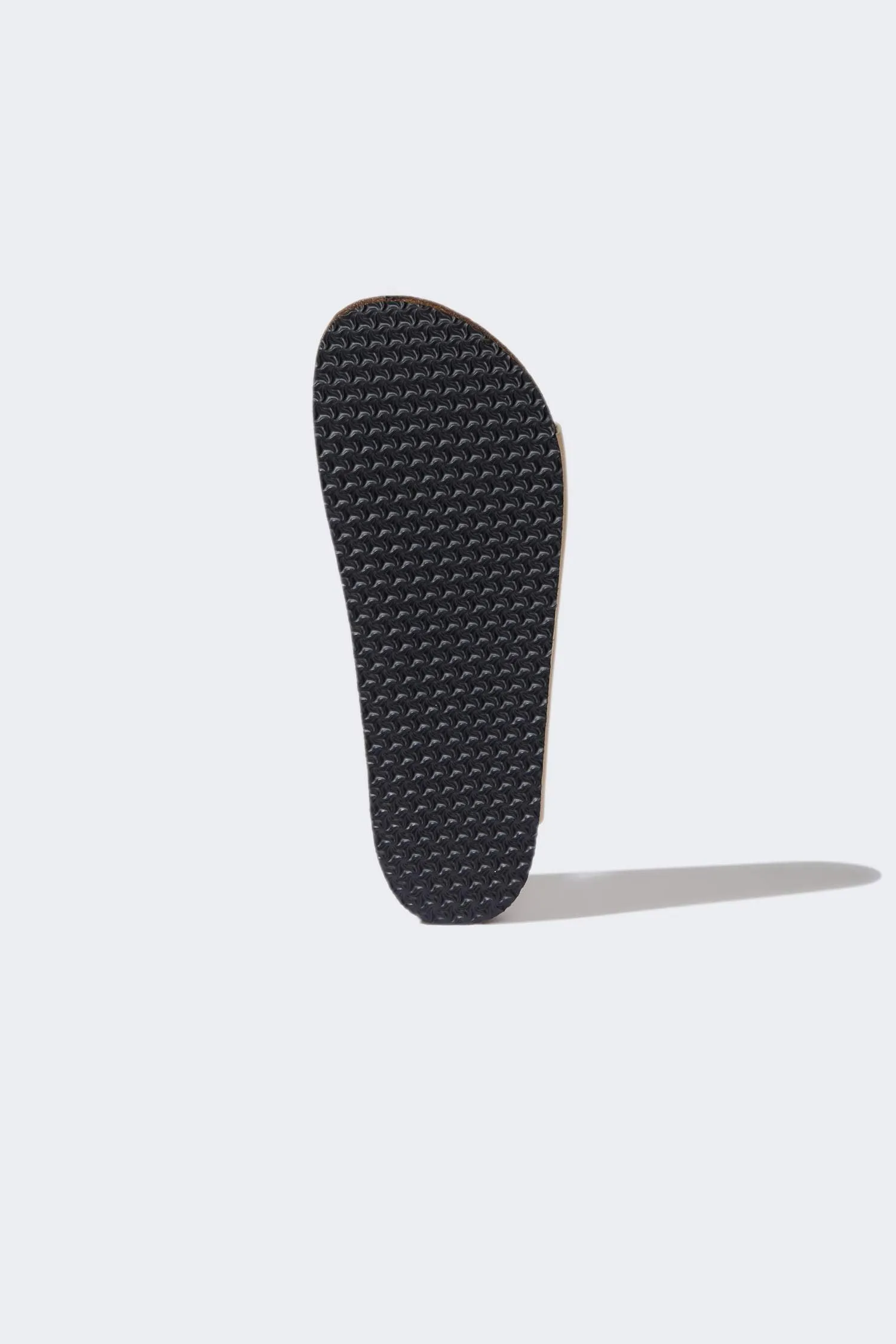 Mens Flat Bottom Double Band Faux Leather Slipper