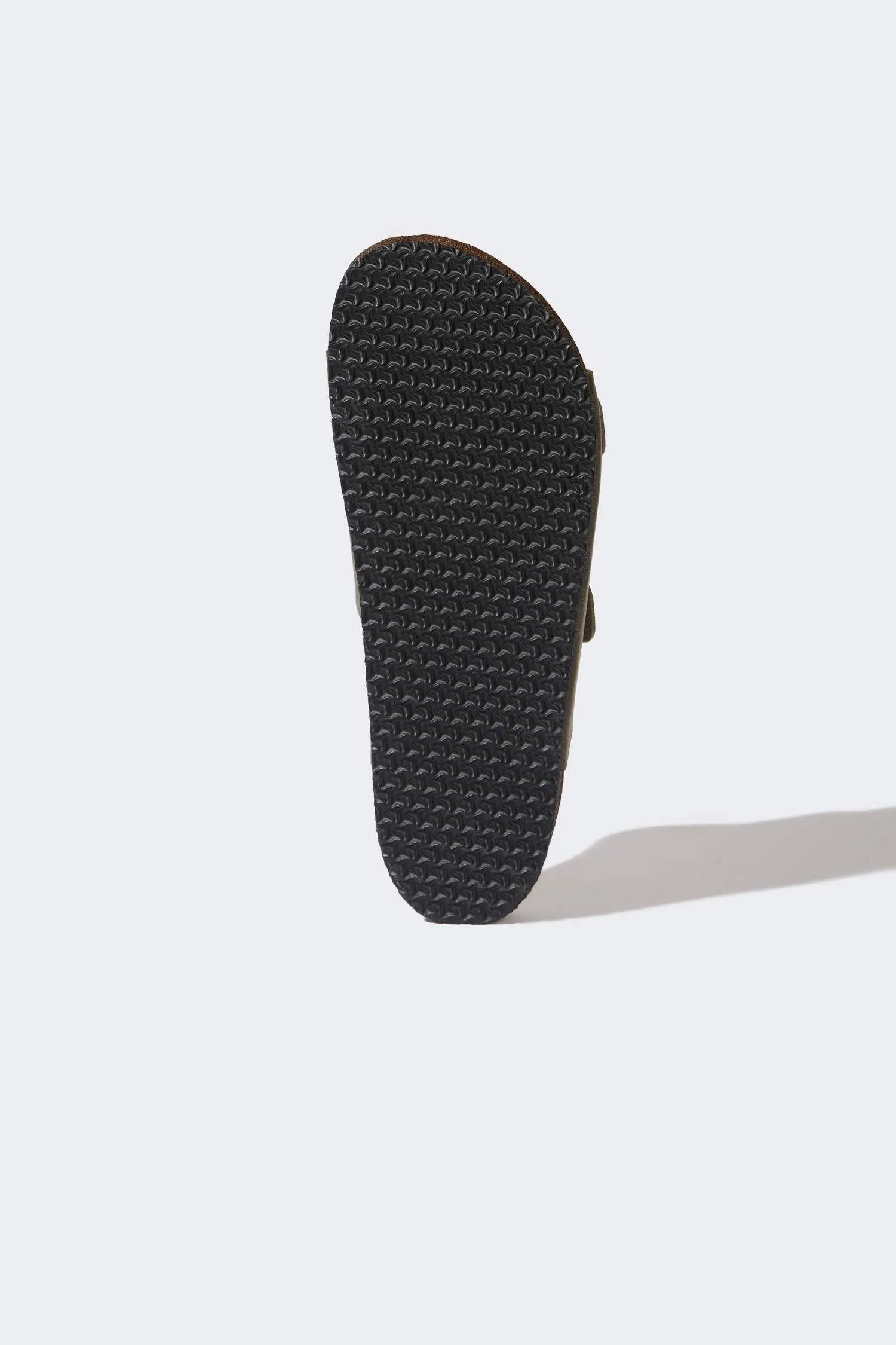Mens Flat Bottom Double Band Faux Leather Slipper