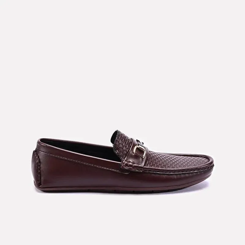 Mens Textured Loafers Brown 0130821