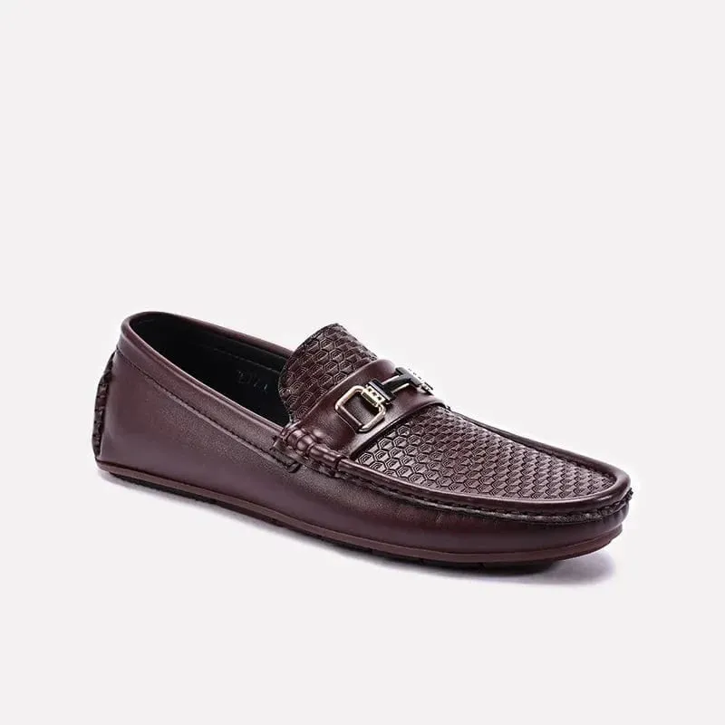 Mens Textured Loafers Brown 0130821