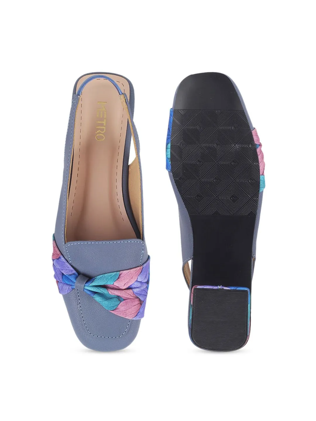 Metro Printed Block Mules With Bows