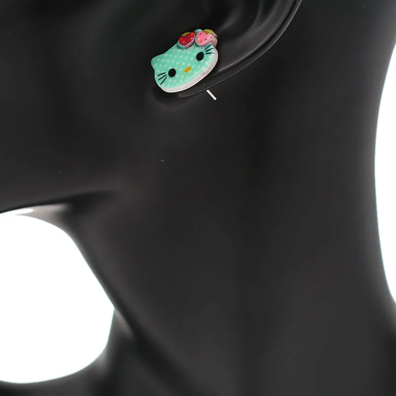 Mint Green Hello Kitty Polka Dot Post Earrings