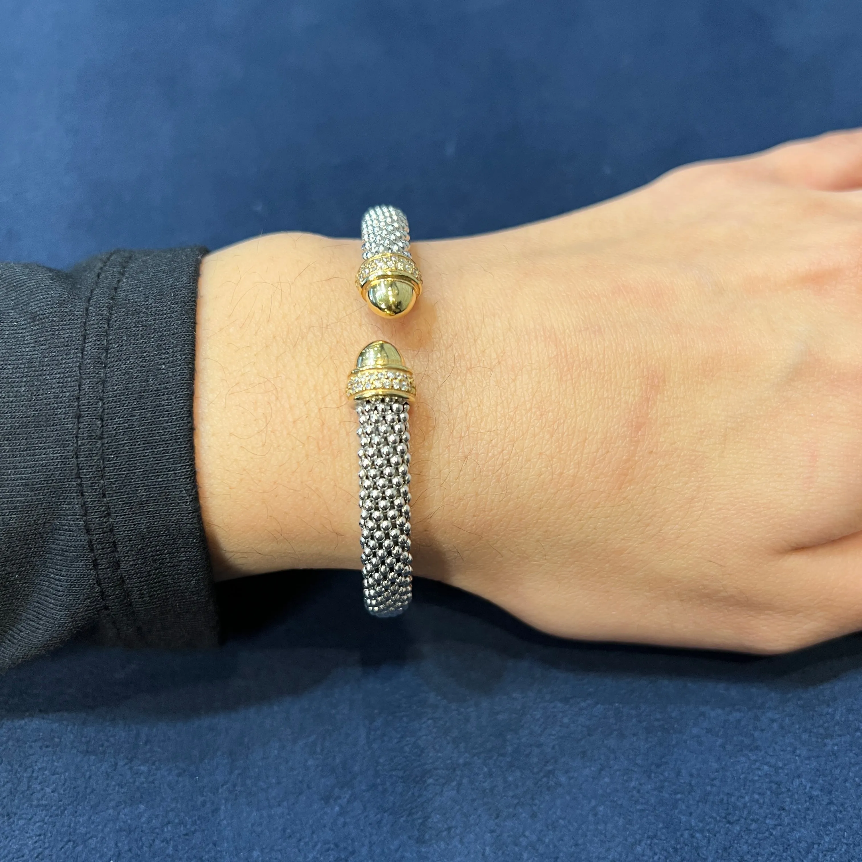 Miss Mimi Sterling Silver/18K Yellow / Rose Gold Vermeil Slip On Mesh Bangle