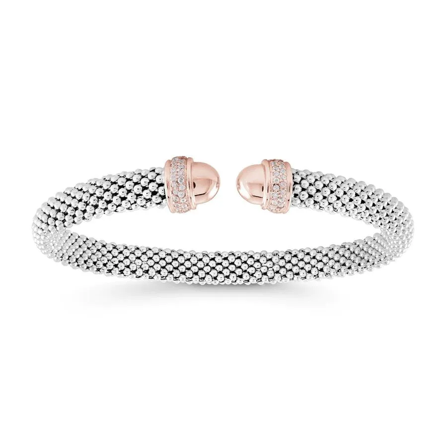 Miss Mimi Sterling Silver/18K Yellow / Rose Gold Vermeil Slip On Mesh Bangle