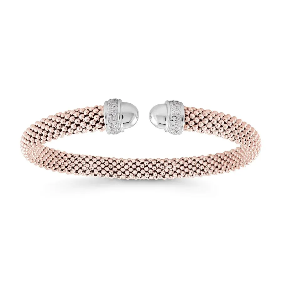 Miss Mimi Sterling Silver/18K Yellow / Rose Gold Vermeil Slip On Mesh Bangle