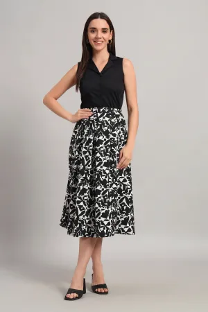 Monochrome Bloom Skirt Set