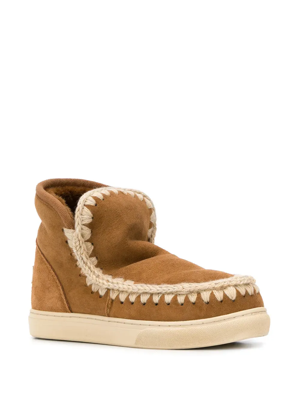 Mou crochet stitch-trim sneaker boots