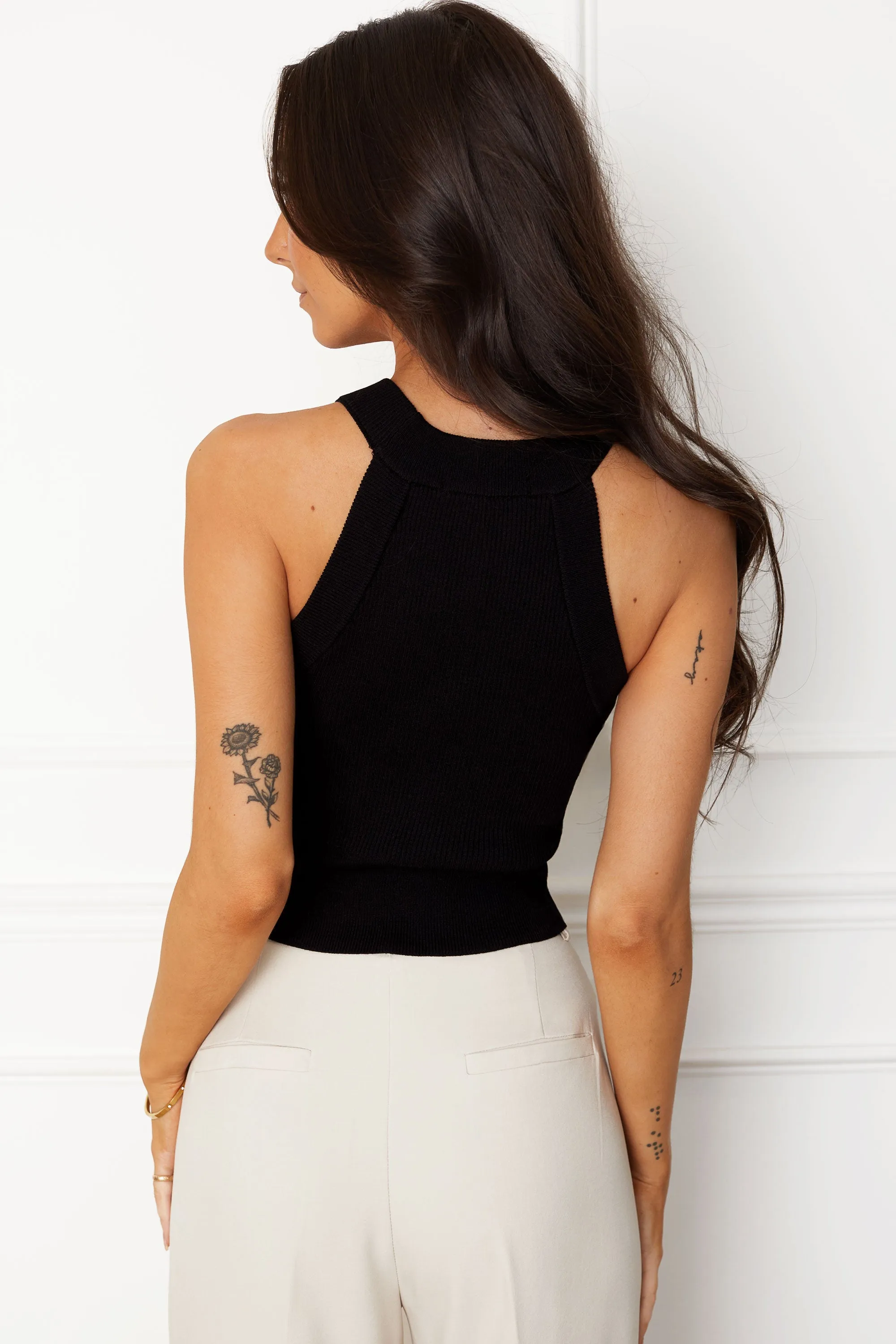 Nadia Black Gold Button Top