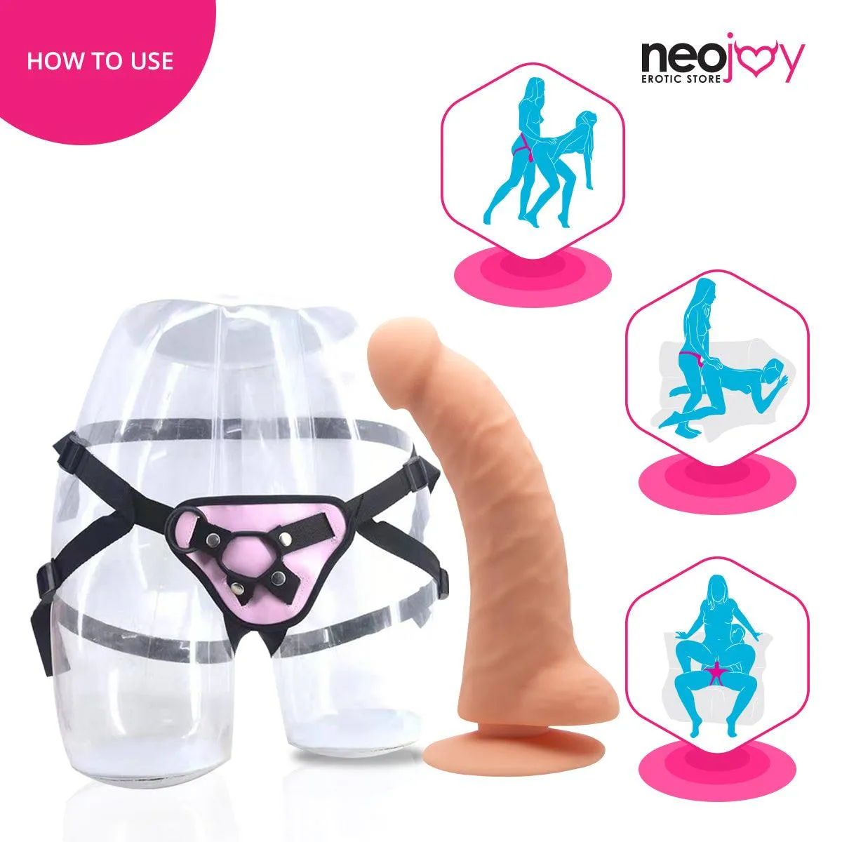 Neojoy - Curved Charmer Dildo With Strap-On Dong - Flesh - 21.4cm - 8.4 inch