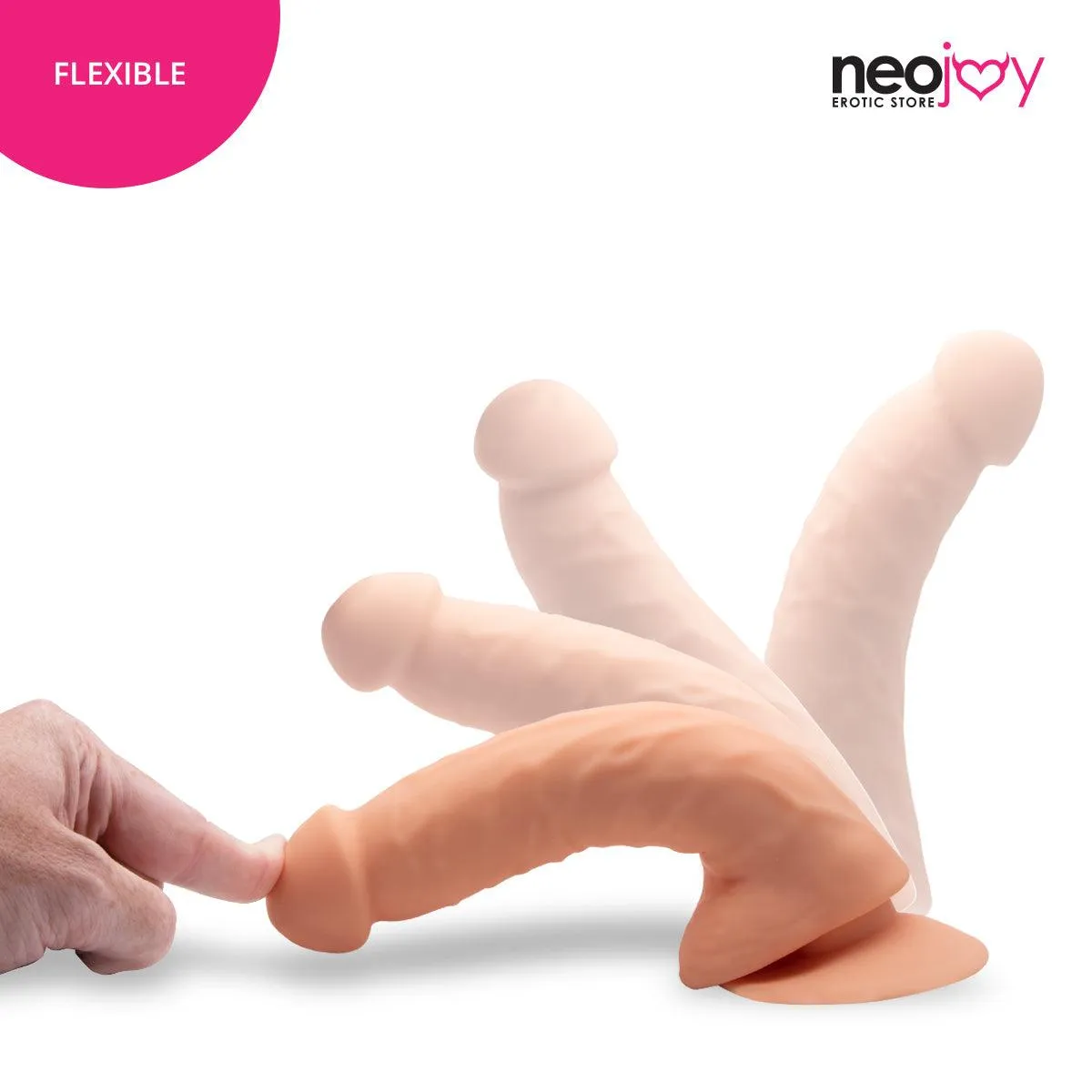 Neojoy - Curved Charmer Dildo With Strap-On Dong - Flesh - 21.4cm - 8.4 inch