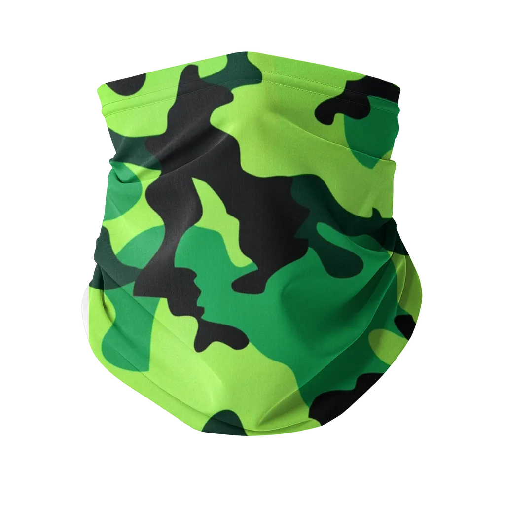 Neon Green Camo Sublimation Neck Gaiter