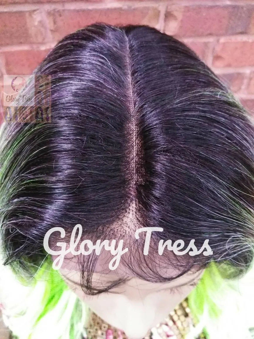 Neon Green Lace Front Wig, Ombre Green Wig, Halloween Wig, Glory Tress Wig, Curly Green Wig, Wig With Baby Hair, ON SALE //GLOW
