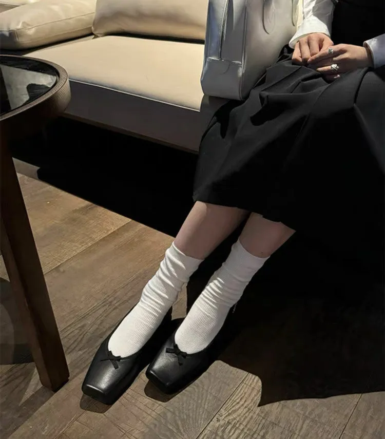 NEW & INSTOCK - Korean French Style Square Toe Ballet Flats