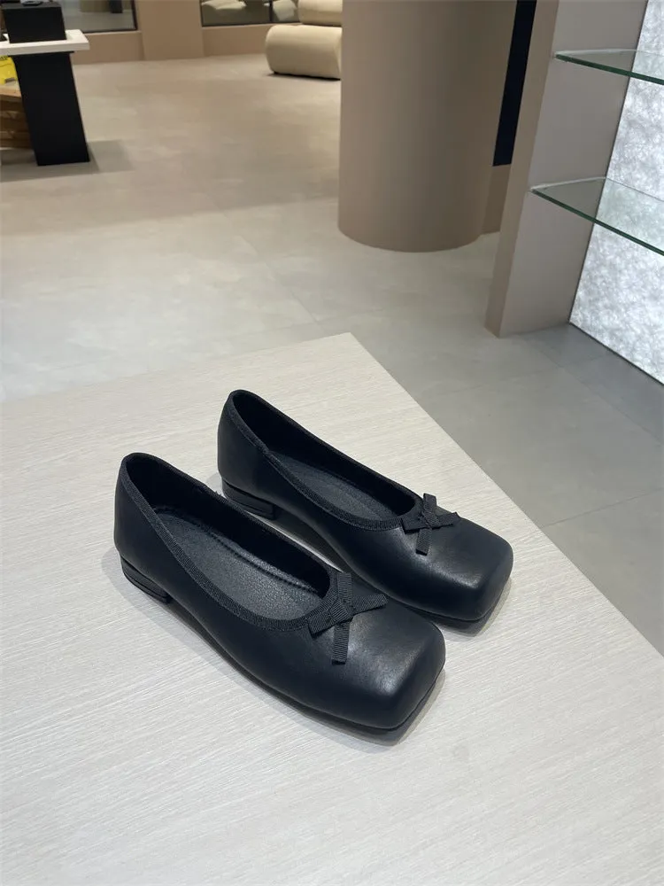 NEW & INSTOCK - Korean French Style Square Toe Ballet Flats