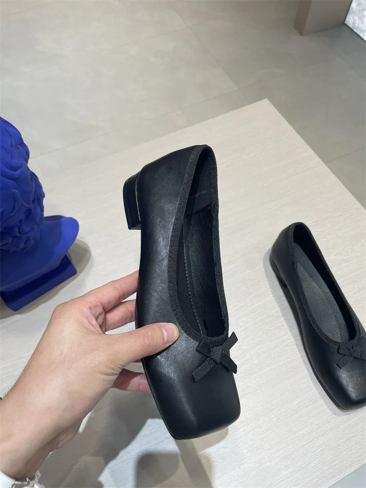 NEW & INSTOCK - Korean French Style Square Toe Ballet Flats