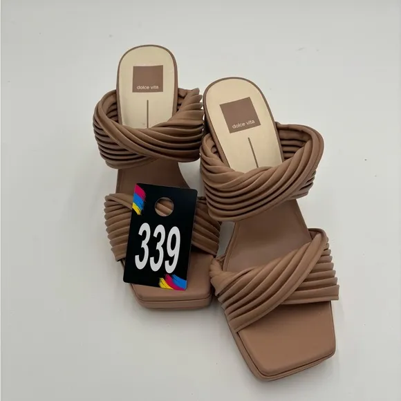 New Women’s Taupe Dolce Vita Beautiful Detailed Sandal Square Toe,size 10