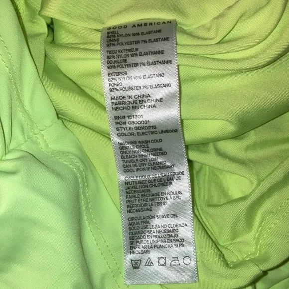 NWT Good American RUCHED MAXI TUBE DRESS Electric Lime size 0 XS