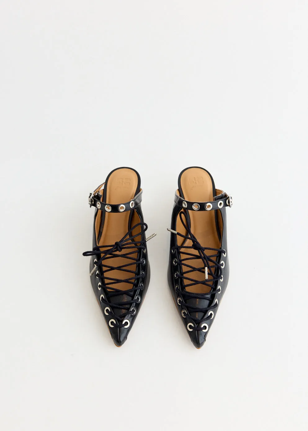 Oleatex Eyelets Lace Up Mules