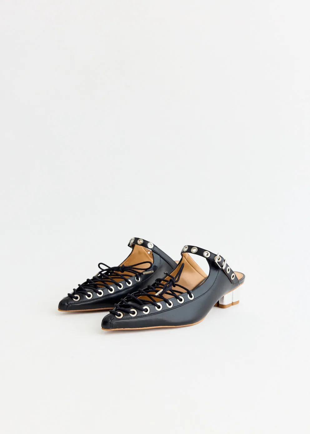 Oleatex Eyelets Lace Up Mules