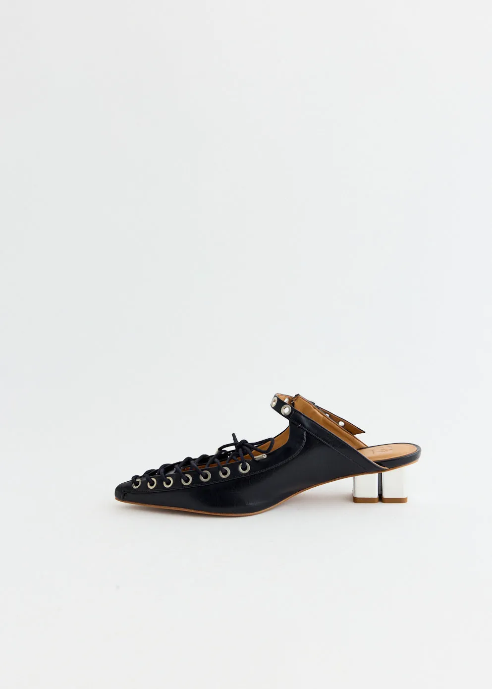 Oleatex Eyelets Lace Up Mules