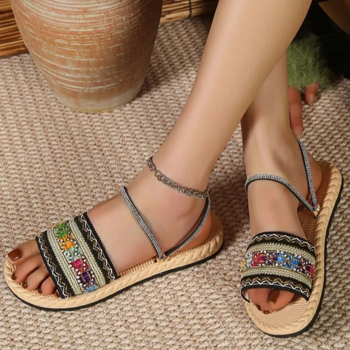 Open Toe Flats Sandals