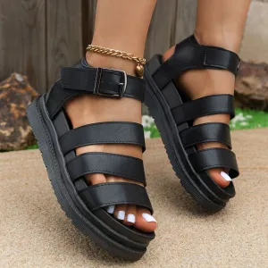 Open Toe Platform Buckle Sandals