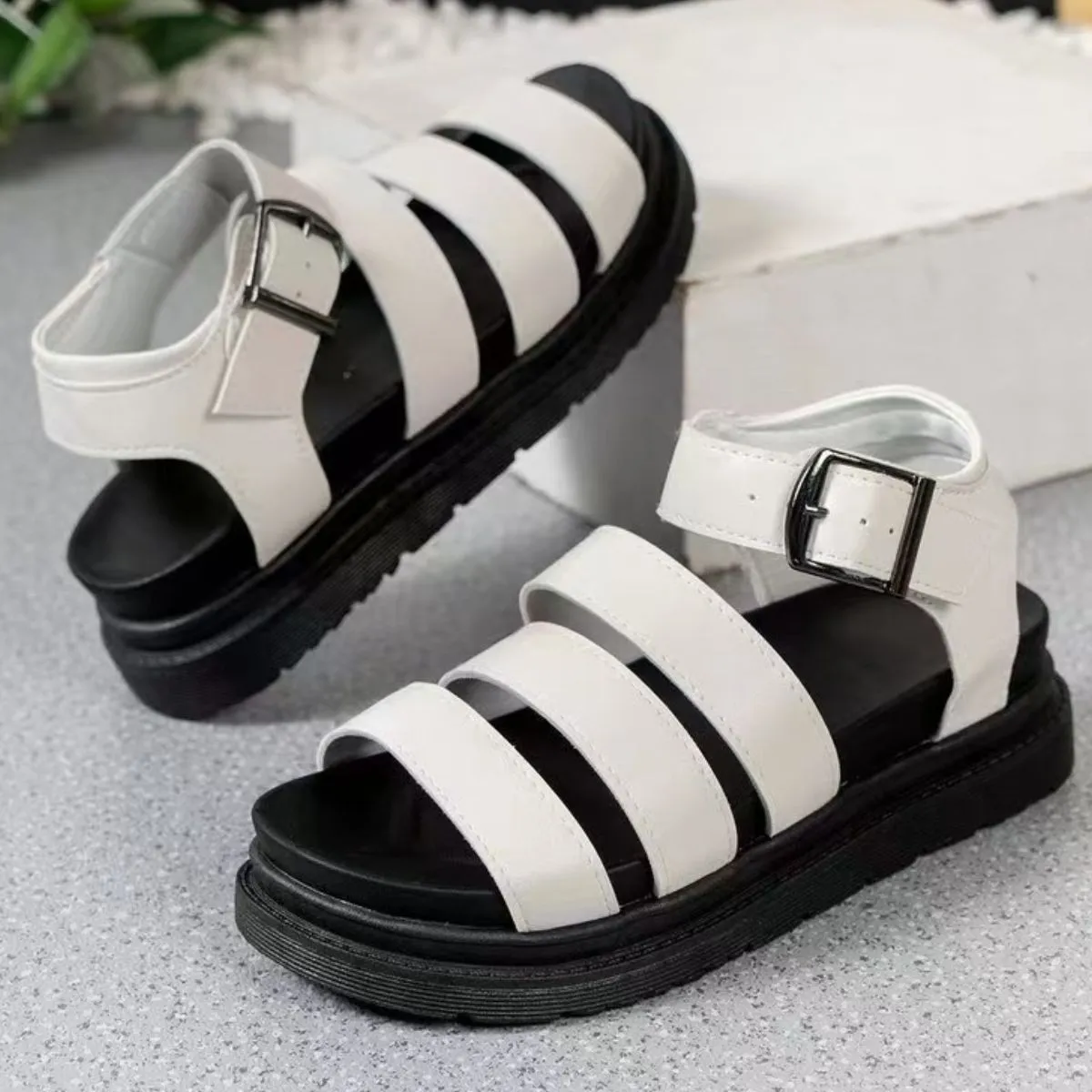 Open Toe Platform Buckle Sandals