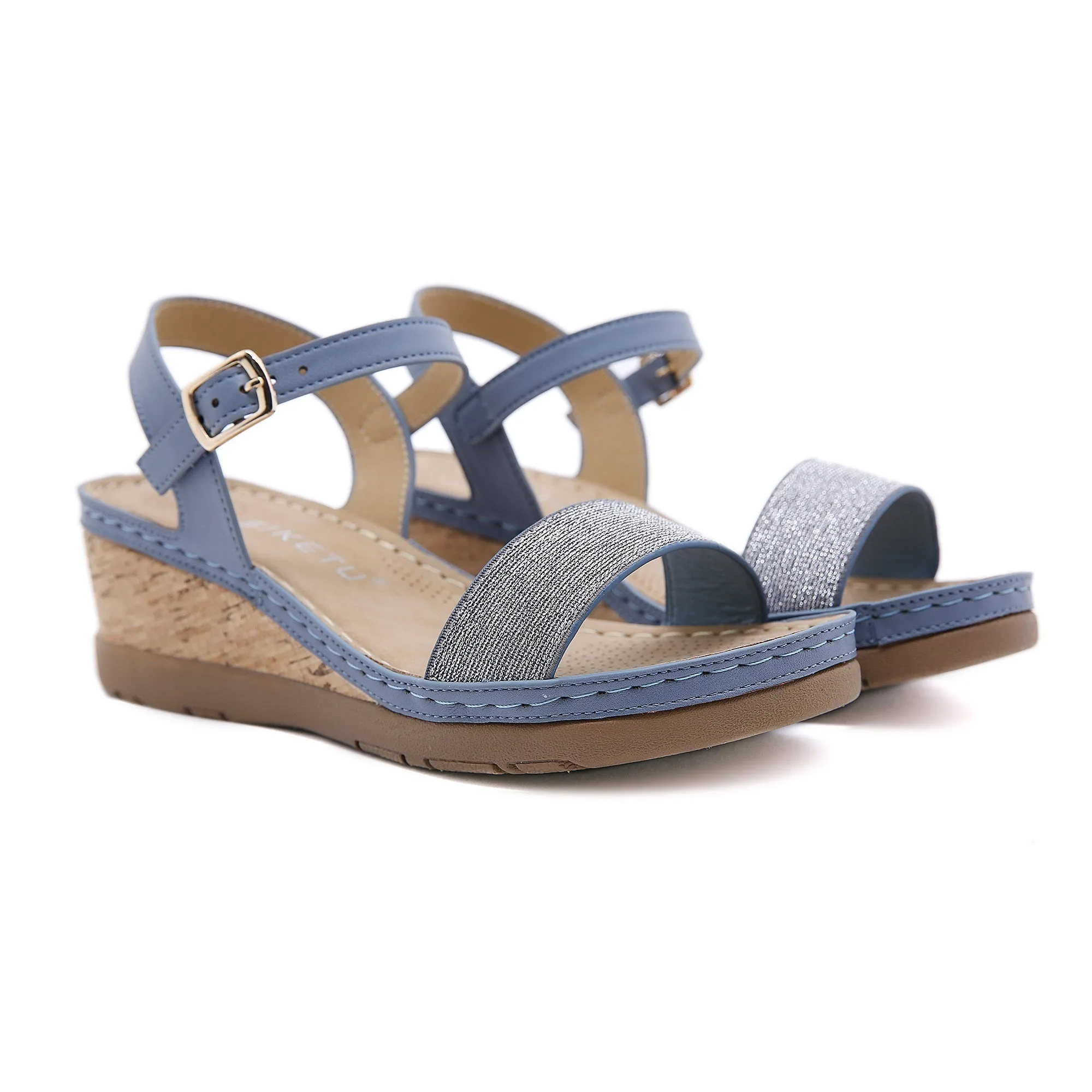 Open Toe Wedge Slingback - Blue