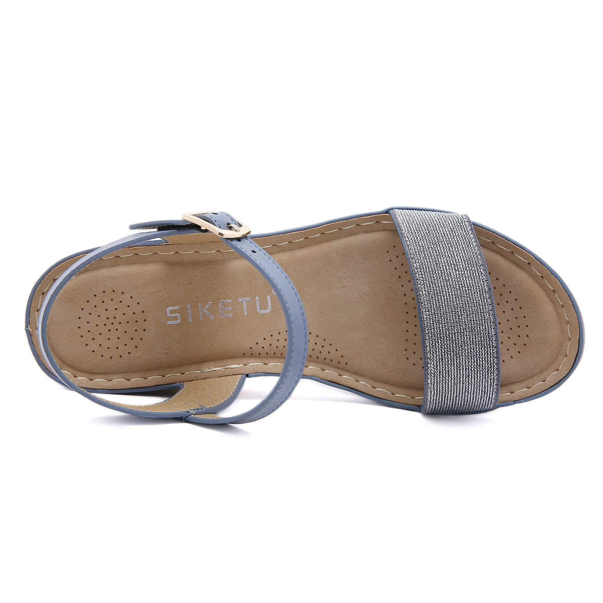 Open Toe Wedge Slingback - Blue
