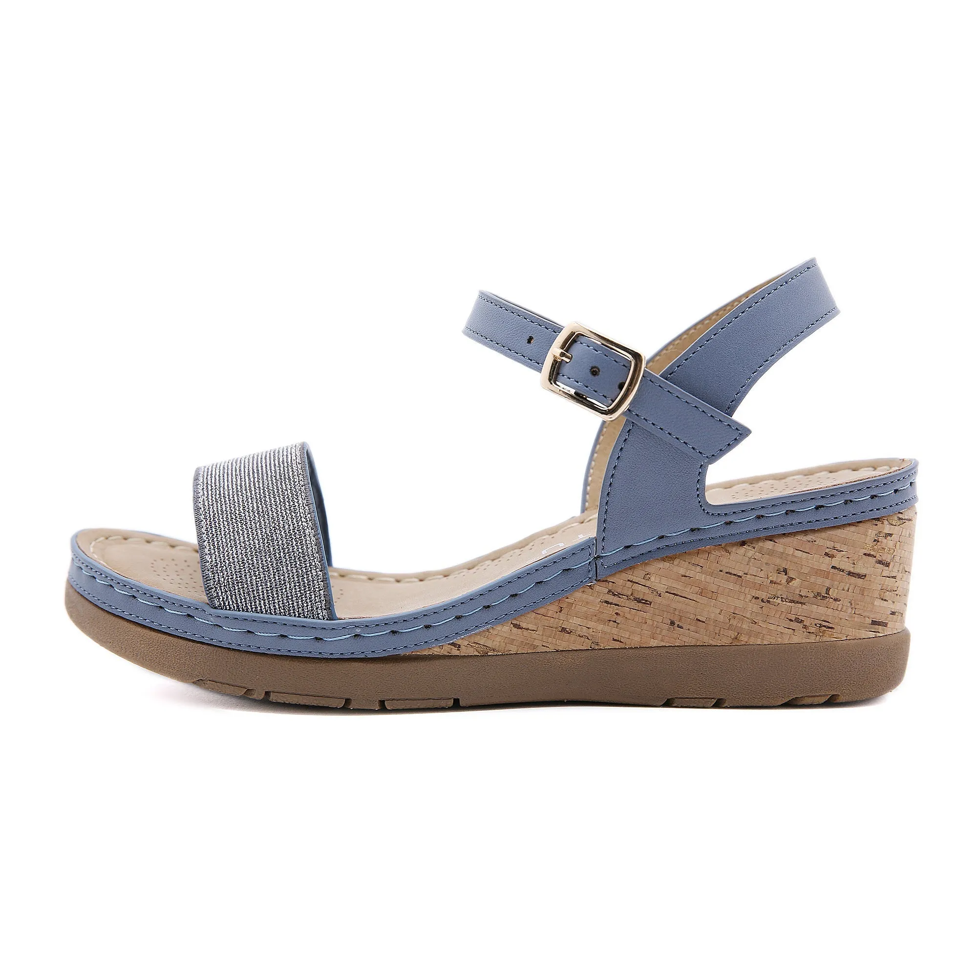 Open Toe Wedge Slingback - Blue