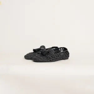 Ovyè-Loafer in rafia intrecciata - nero