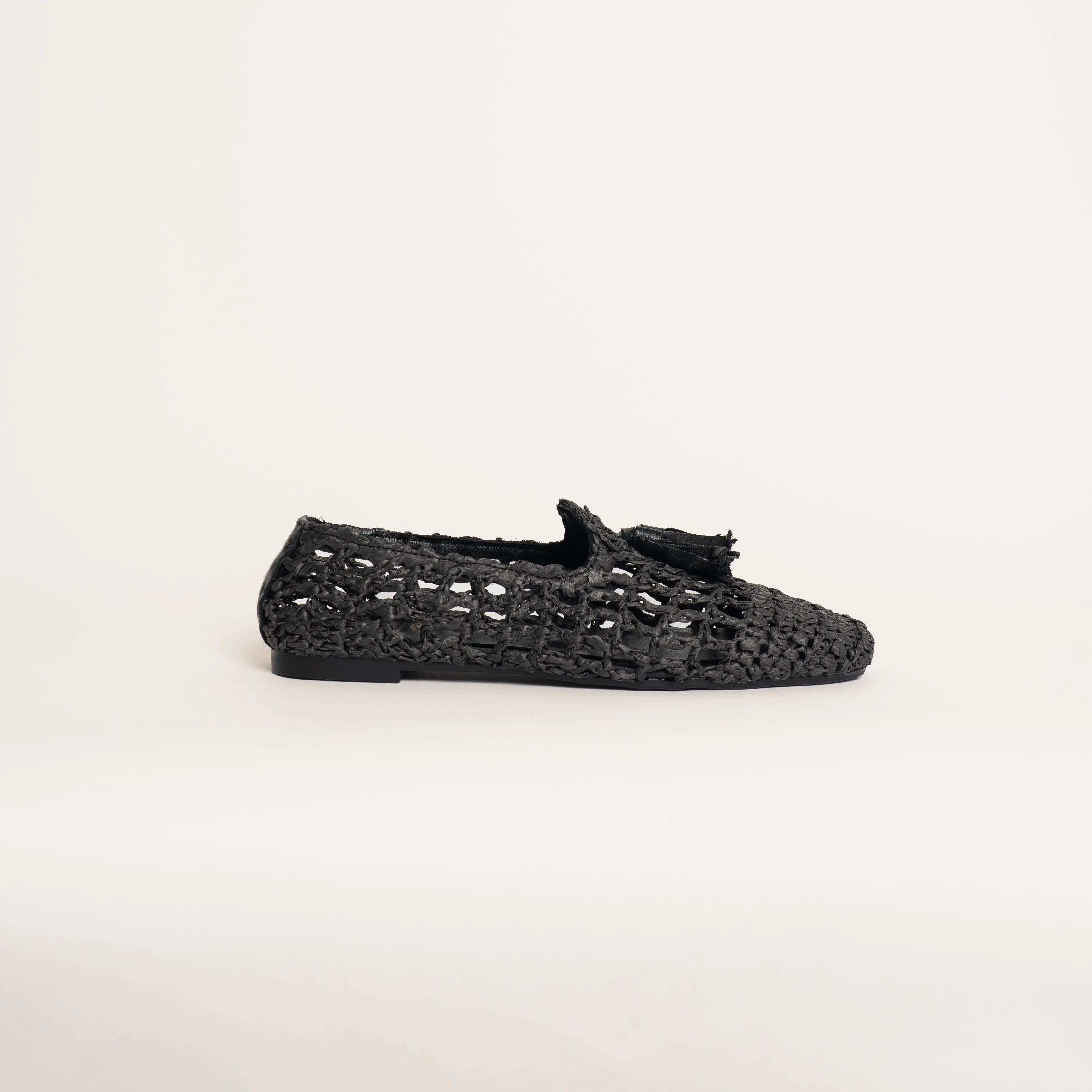 Ovyè-Loafer in rafia intrecciata - nero