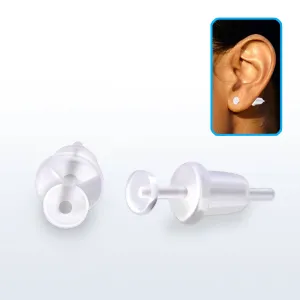 Pair of Flexible Clear Flat Disk Acrylic Stud Earrings with Silicone Back