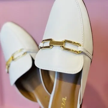 Pauline Gold Link Slip On Flat Mules