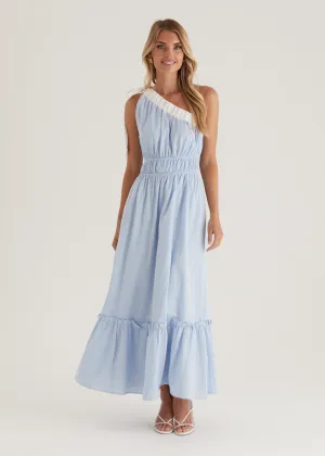 Peeta One Shoulder Maxi Dress - Powder Blue