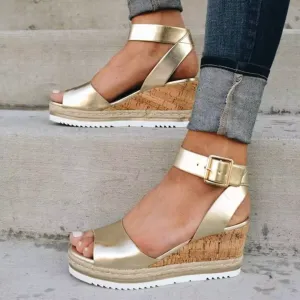 Platform Wedge Sandals | Adjustable Strap | Elegant & Comfortable