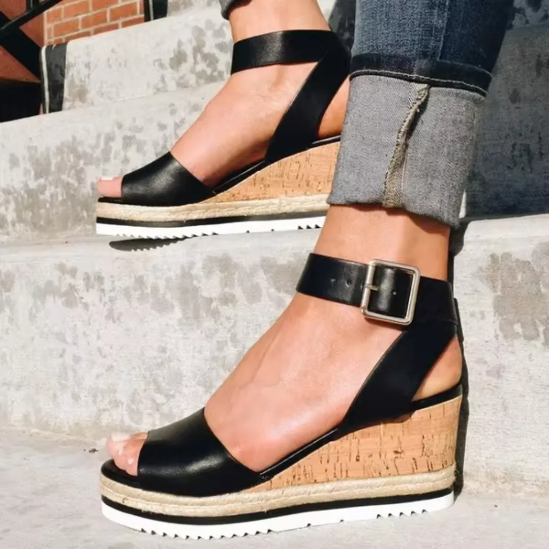Platform Wedge Sandals | Adjustable Strap | Elegant & Comfortable