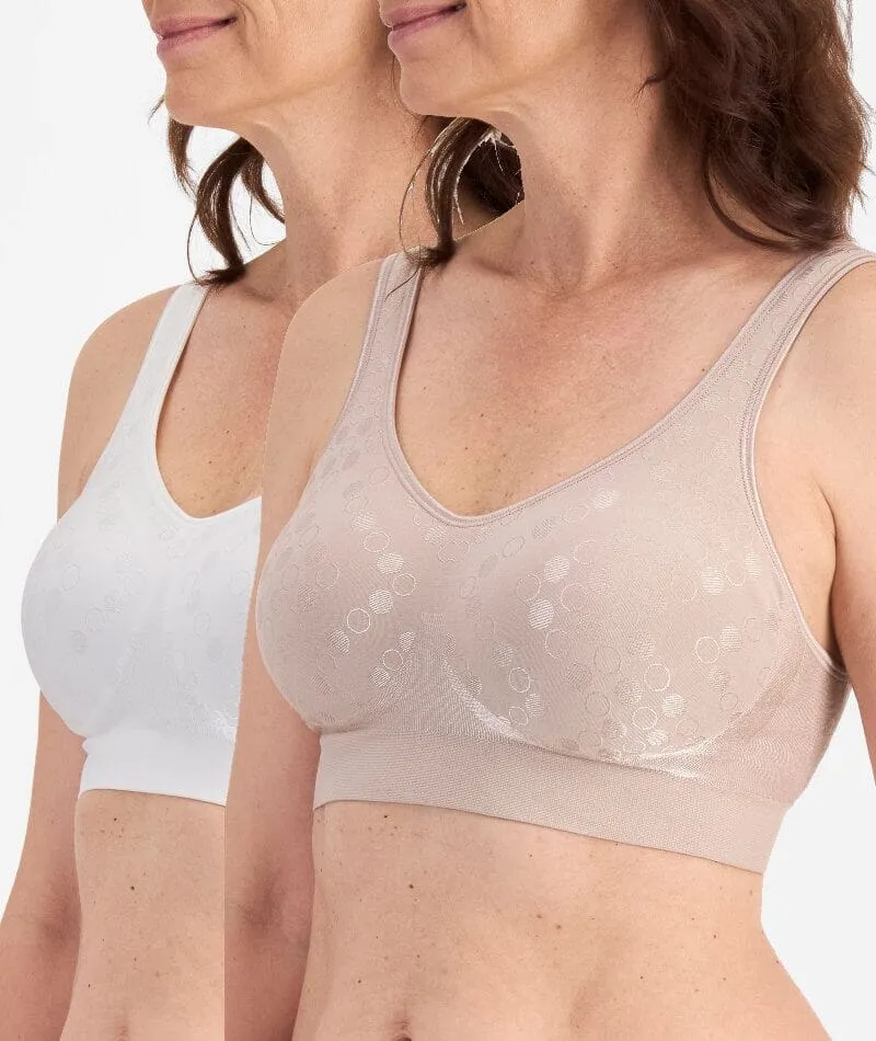 Playtex Comfort Revolution Contour Dot Wire-free 2 Pack Bra - Evening Blush/White