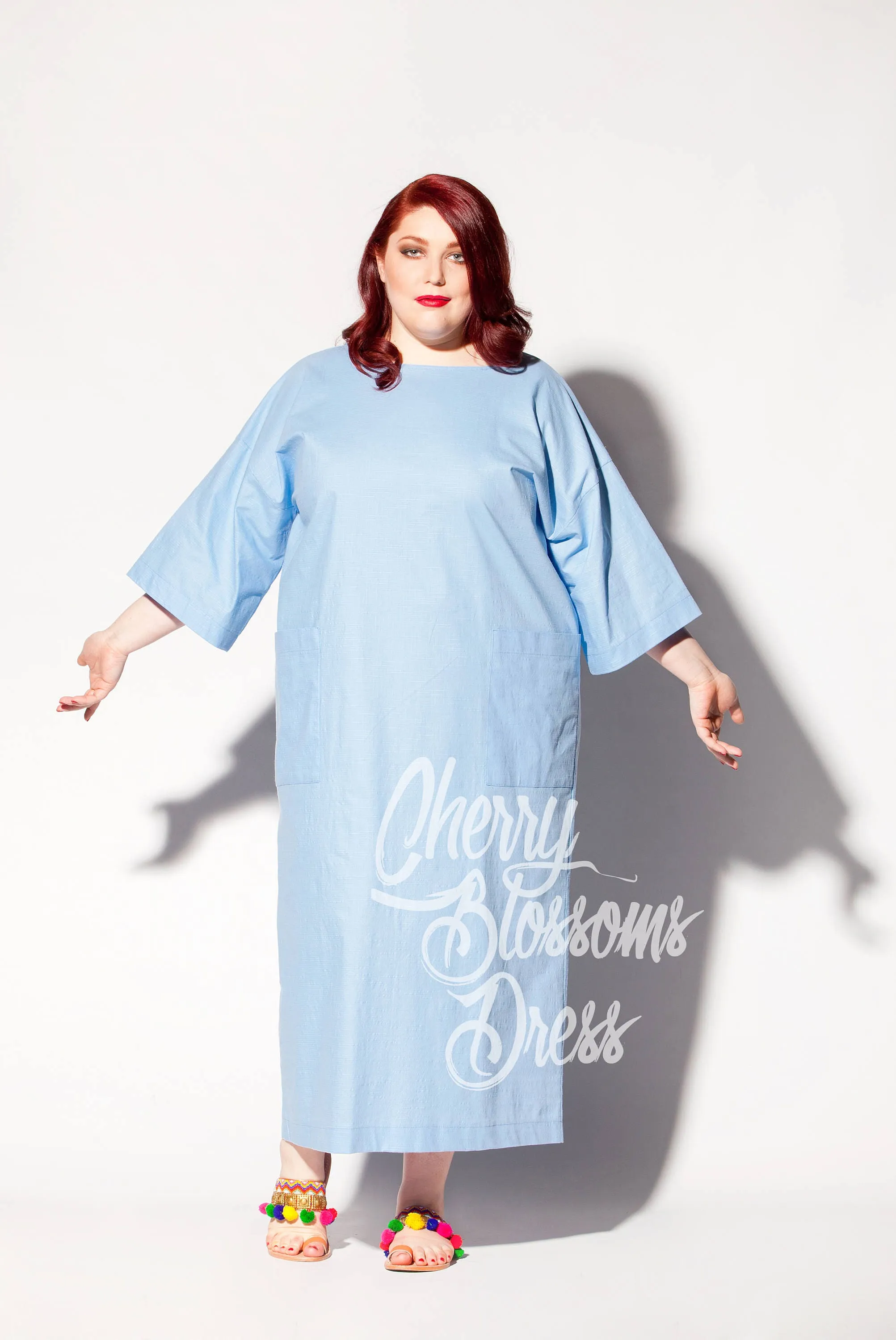 Plus Size Linen Clothing, Sky Blue Linen Dress, Linen Robe, Plus Size Dress with Pockets, Linen Kaftan, Plus Size Clothing, Minimalist Dress